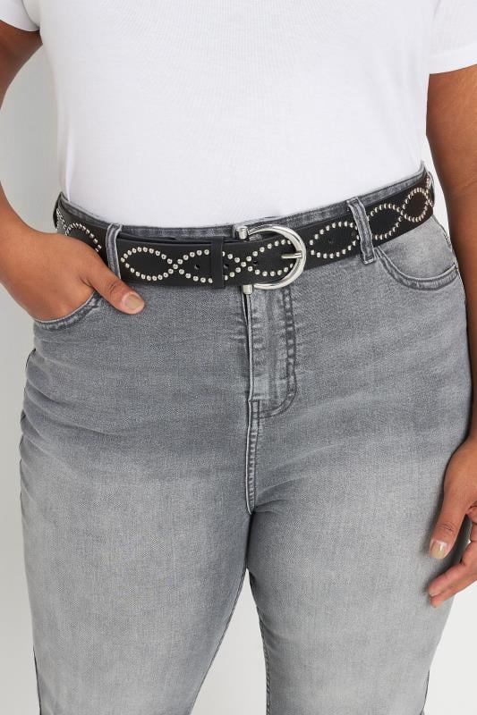  Tallas Grandes Silver Studded Jean Belt