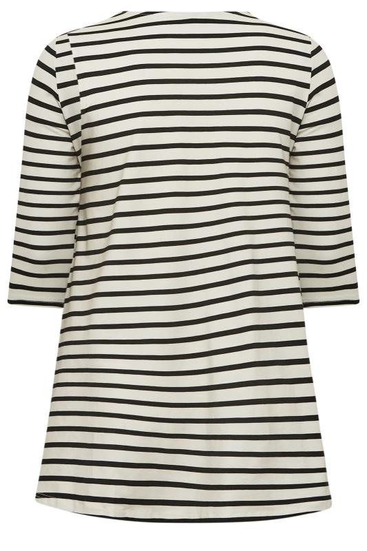 Curve Plus Size White & Black Long Sleeve Stripe T-Shirt | Yours Clothing 6