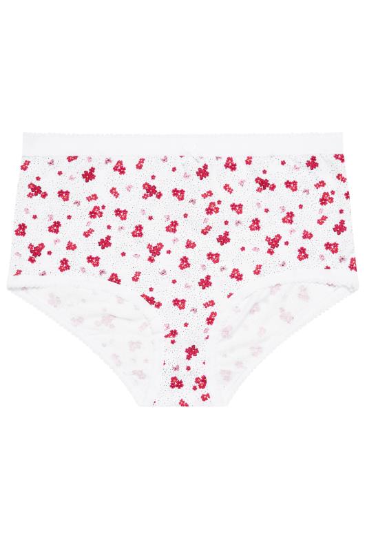Plus Size 5 PACK Pink & Black Ditsy Floral Print Full Briefs