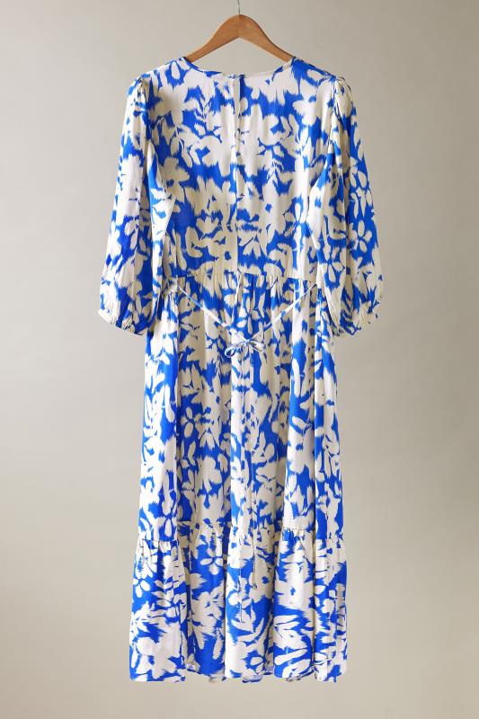 EVANS Plus Size Blue Floral Blur Print Midi Dress | Evans 6