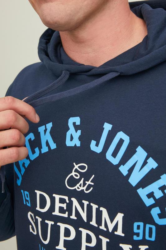 JACK & JONES Big & Tall Navy Blue Logo Sweat Hoodie_D.jpg