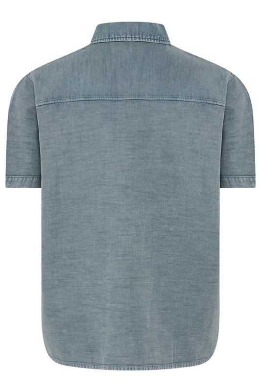 BadRhino Big & Tall Blue Acid Wash Cotton Shirt | BadRhino 7