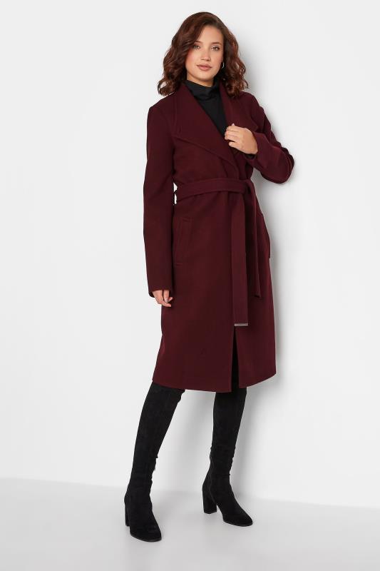 Tall  LTS Tall Burgundy Red Belted Coat