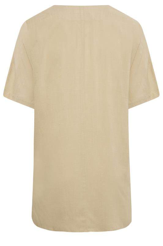 YOURS Curve Plus Size Beige Brown V-Neck Top | Yours Clothing  7