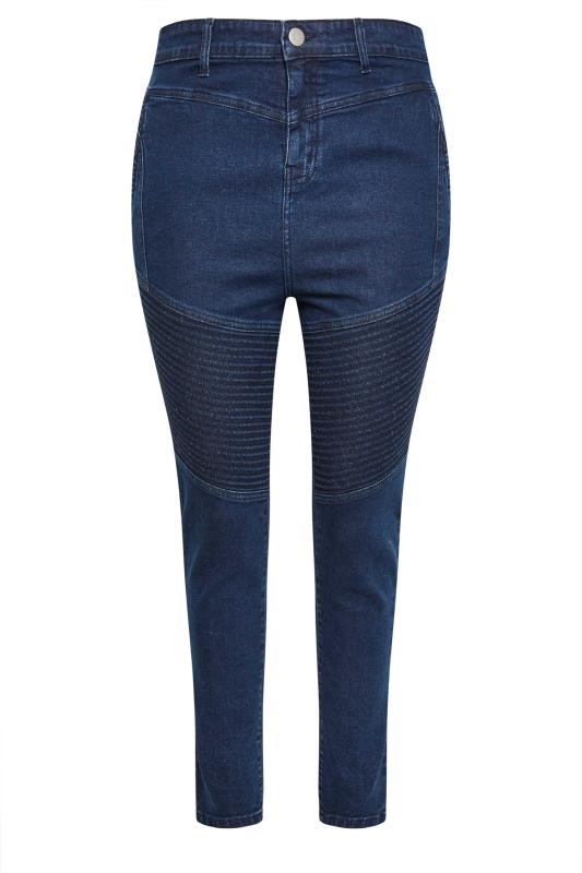YOURS Plus Size Indigo Blue Skinny AVA Biker Jeans | Yours Clothing 5
