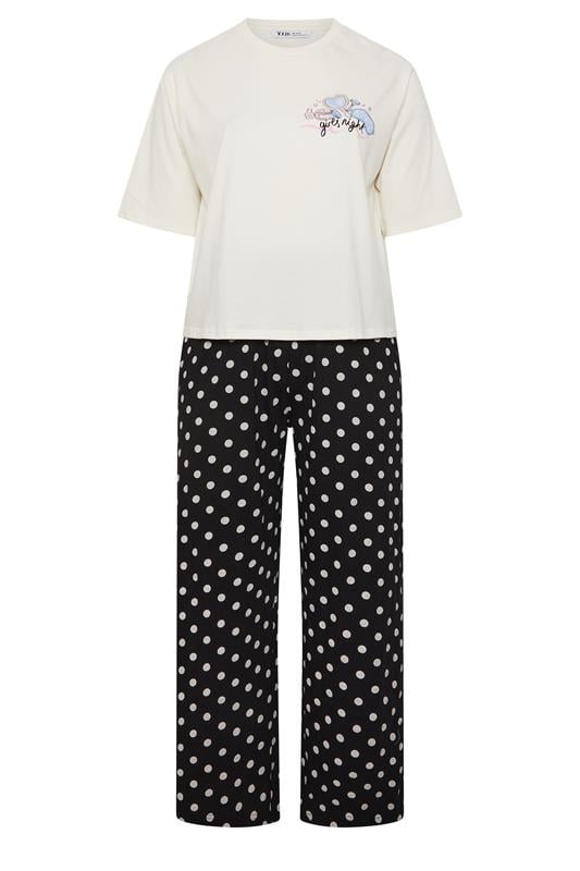 YOURS Plus Size Ivory White 'Girls Night' Polka Dot Pyjama Set | Yours Clothing 7