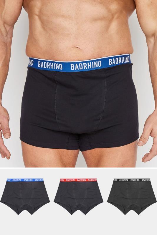 Men's  BadRhino Big & Tall 3 PACK Black Multicolour Waist Boxers