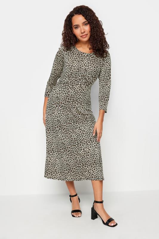 M&Co Natural Brown Leopard Print Midi Dress | M&Co 1