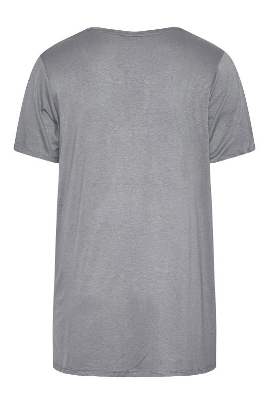 Curve Grey Printed Tie Neck T-Shirt 6