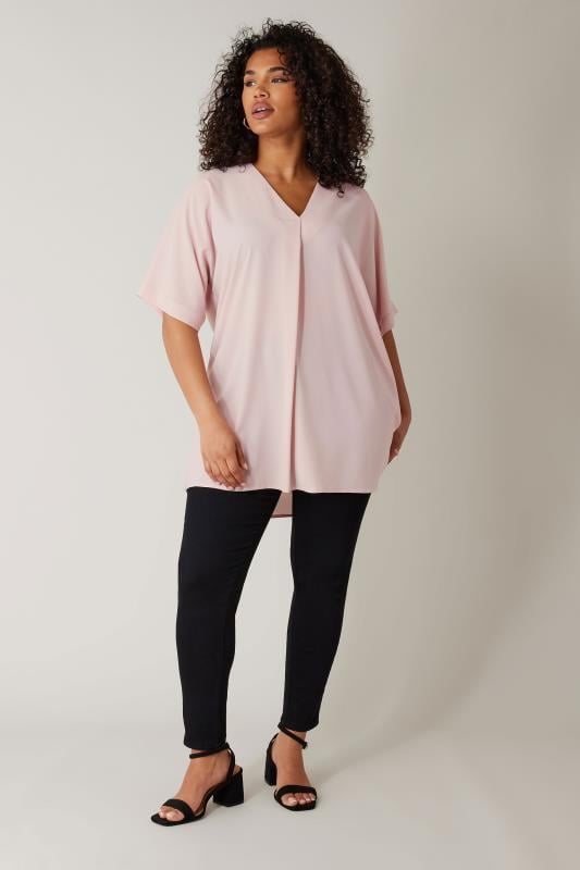 EVANS Plus Size Baby Pink Pleat Front Blouse | Evans 2