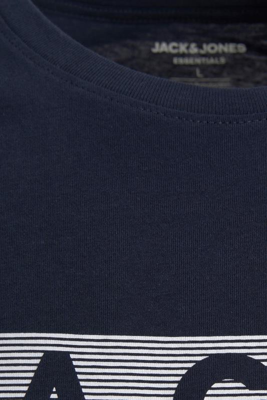 JACK & JONES Big & Tall Navy Blue Logo Print Short Sleeve T-Shirt | BadRhino 2