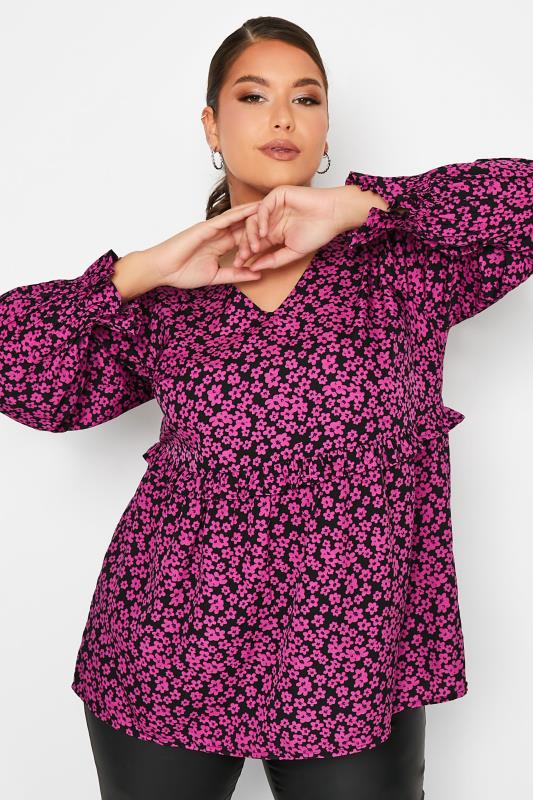 LIMITED COLLECTION Plus Size Womens Curve Pink Frill Detail Blouse | Yours Clothing 1