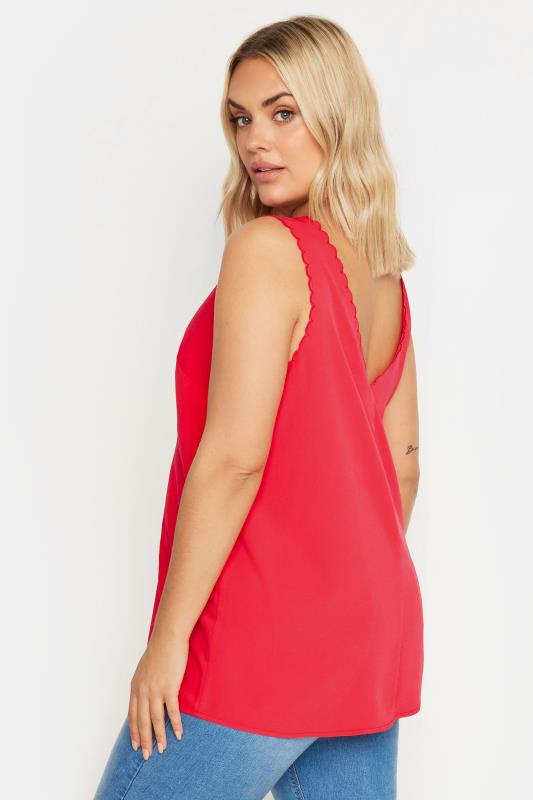 YOURS Plus Size Red Trim Cami Top | Yours Clothing 3