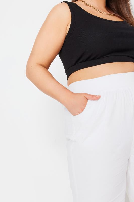 YOURS Plus Size White Elasticated Cool Cotton Shorts | Yours Clothing 4