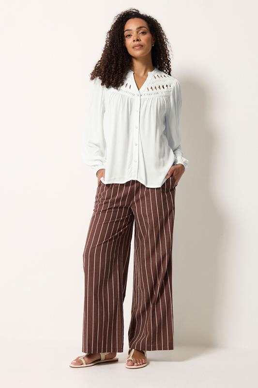 M&Co White Crochet Long Sleeve Blouse | M&Co 1
