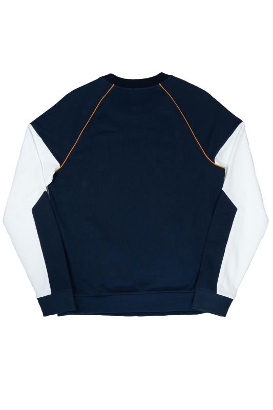 STUDIO A Big & Tall Navy Blue & White Colour Block Sweatshirt 3