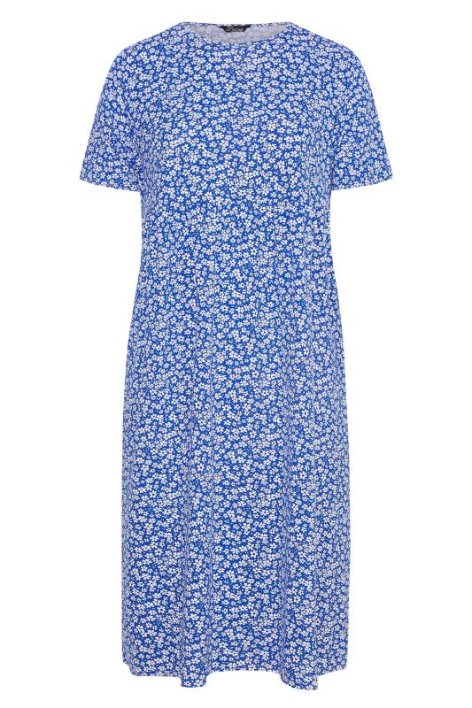 LIMITED COLLECTION Curve Cobalt Blue Floral Throw On Midi Dress 7