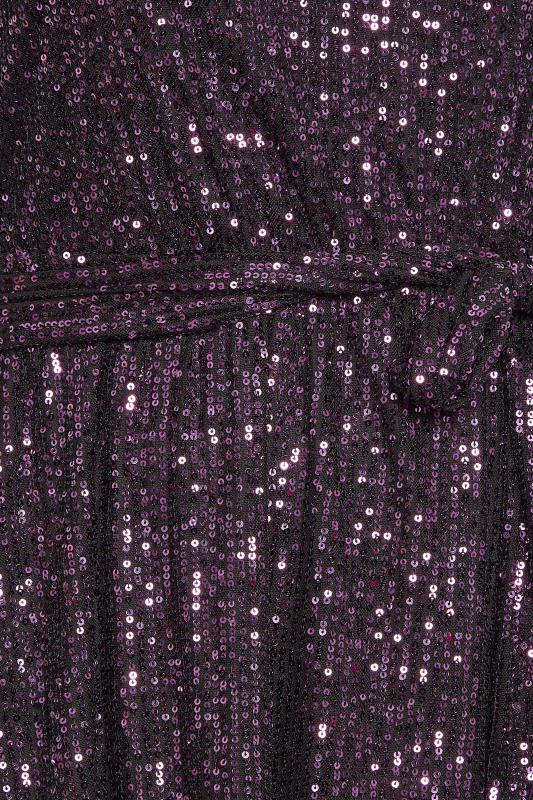 YOURS LONDON Plus Size Purple Sequin Skater Dress | Yours Clothing 6