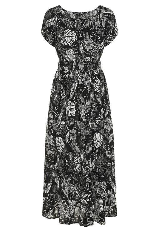 YOURS Plus Size Black Floral Print Tie Front Maxi Dress | Yours Clothing 5