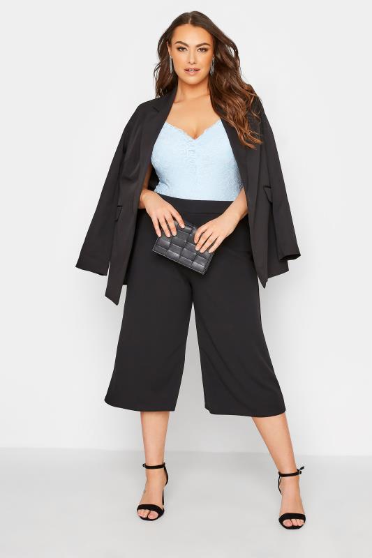 YOURS LONDON Plus Size Black Wide Leg Culottes | Yours Clothing  2