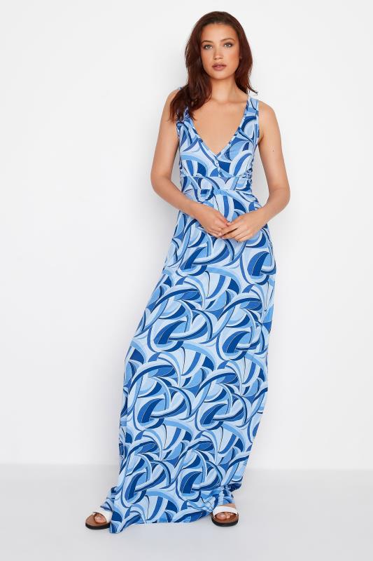 LTS Tall Cobalt Blue Swirl Print Maxi Dress 1