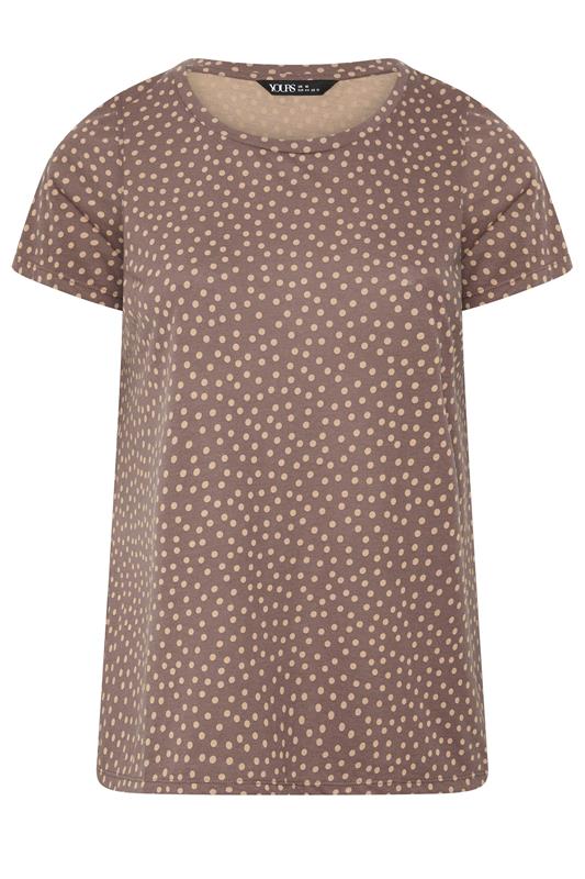 YOURS Plus Size Natural Spot Print Short Sleeve Top | Yours Clothing 5
