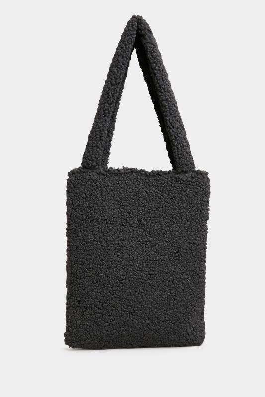 Black Shearling Teddy Tote Bag | Yours Clothing 4