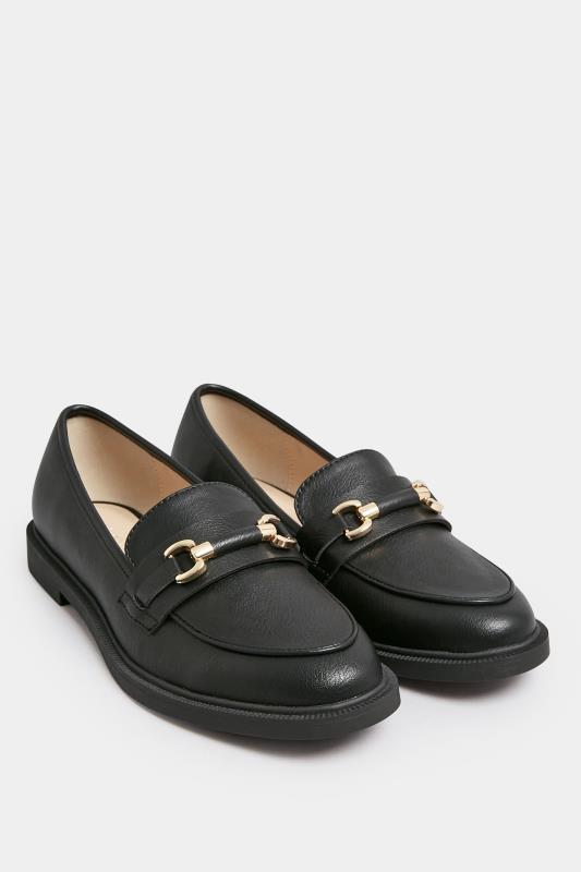 Black PU Chain Detail Loafer In Wide E Fit & Extra Wide EEE Fit | Yours Clothing 2