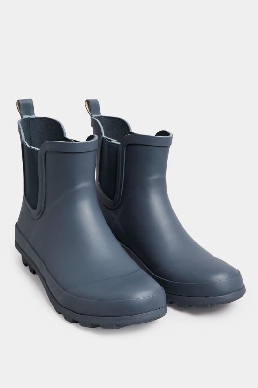 Navy Blue Chelsea Wellies In Wide E Fit | Yours Clothing