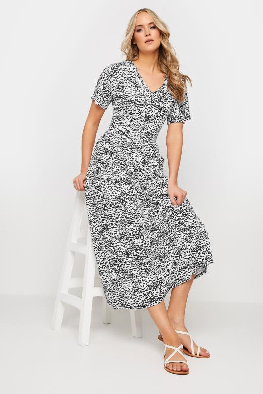  LTS Tall White Abstract Spot Print Pocket Detail Midi Dress