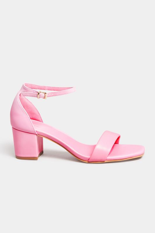 LTS Pink Faux Leather Block Heel Sandals In Standard Fit | Long Tall Sally 3