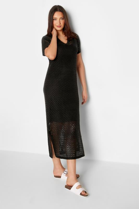 LTS Tall Black Crochet Midaxi Dress | Long Tall Sally  1