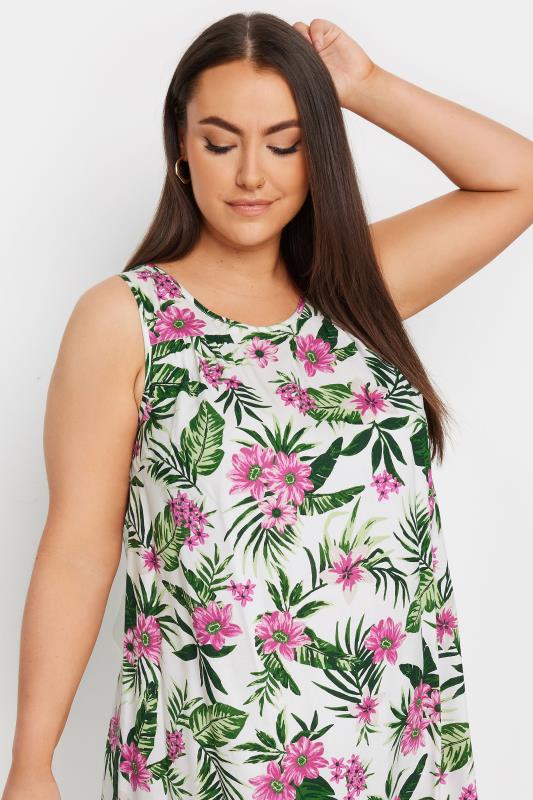 YOURS Plus Size White Tropical Print Mini Dress | Yours Clothing 4