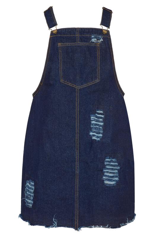 LIMITED COLLECTION Dark Blue Distressed Pinafore Dress_F.jpg