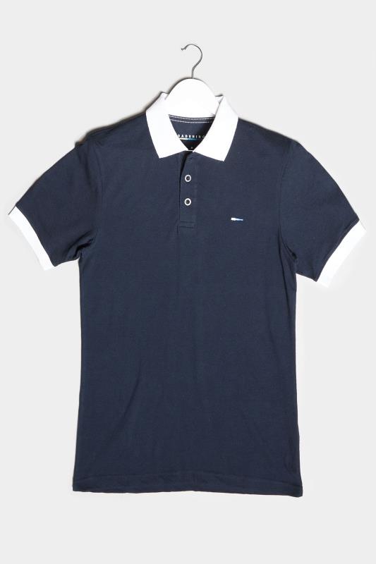 BadRhino Big & Tall Navy Blue & White Contrast Polo Shirt 2