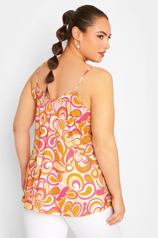 LIMITED COLLECTION Plus Size Orange Abstract Print Strappy Cami Top | Yours Clothing 3
