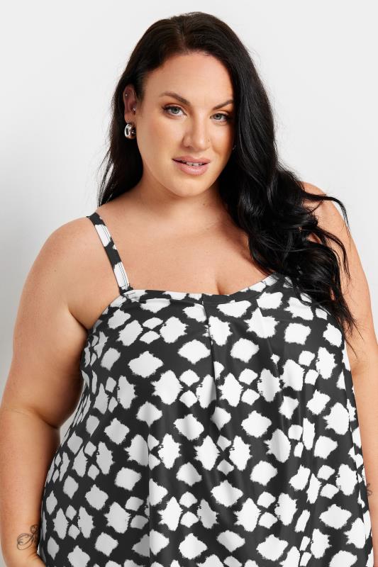 YOURS Plus Size Black Tie Dye Print A-Line Tankini Top | Yours Clothing 6