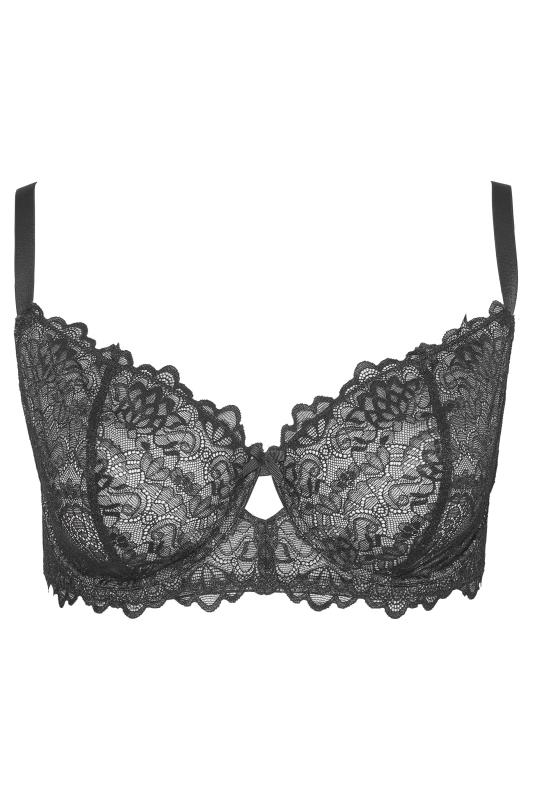 Plus Size Black Lace Non-Padded Underwired Balcony Bra  | Yours Clothing  4