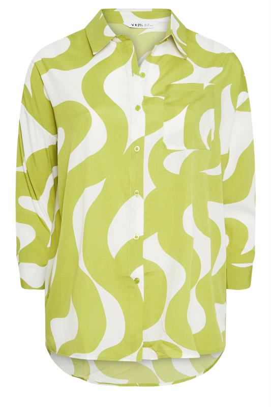 YOURS Plus Size Green Swirl Print Oversized Boyfriend Shirt | Yours Clothing 7