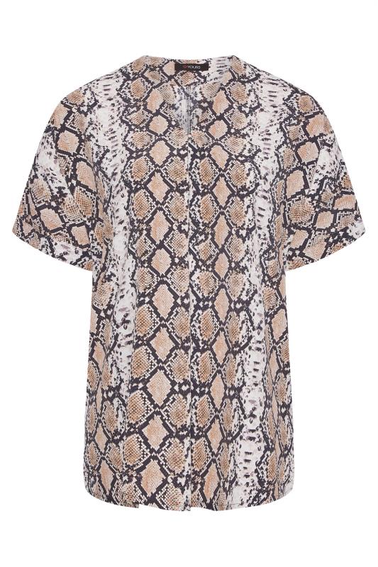 Plus Size Grey Snake Print Pleat Front V-Neck Top | Yours Clothing 6