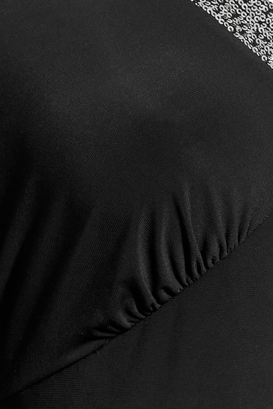YOURS LONDON Plus Size Black Sequin Split Front Dress | Yours Clothing 5