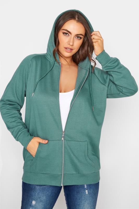 Plus Size Sage Green Zip Through Hoodie | Yours Clothing 4