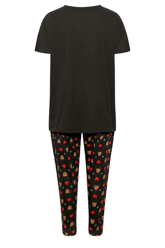 Plus Size Black Rudolph Print Christmas Pyjama Gift Set | Yours Clothing 8