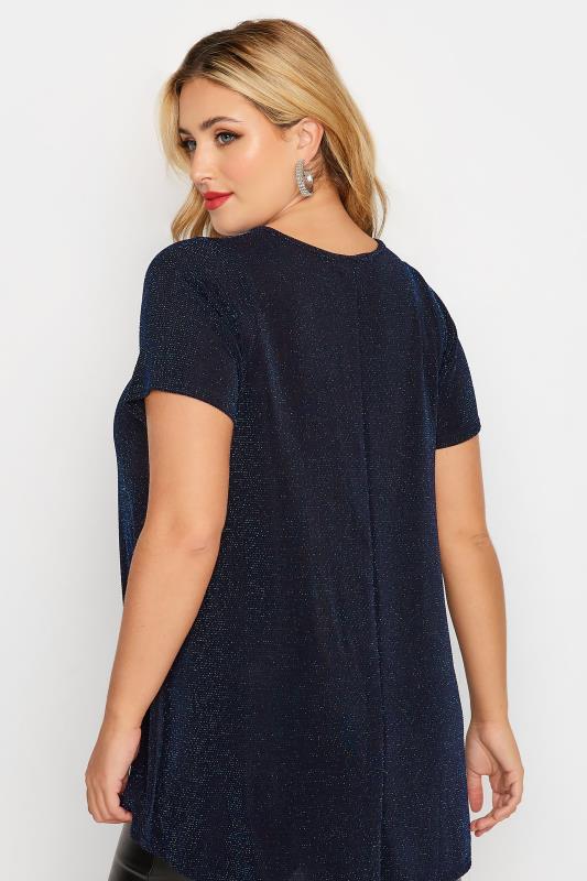 Plus Size YOURS LONDON Cobalt Blue Glitter Swing Top | Yours Clothing 3