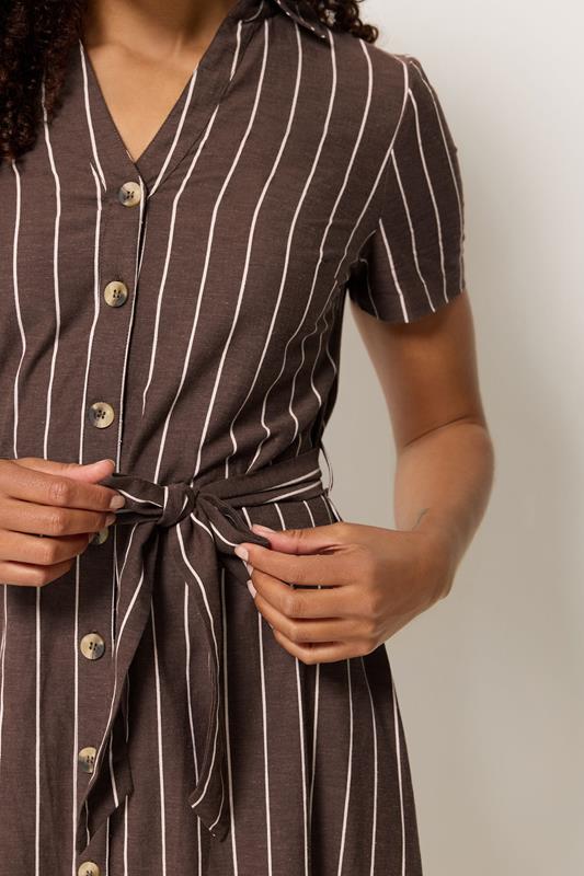 M&Co Chocolate Brown Striped Shirt Dress | M&Co 5
