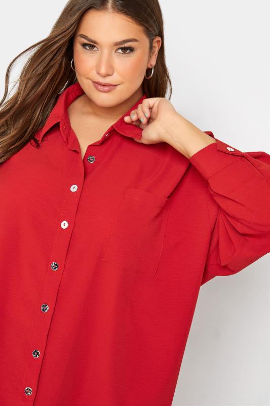 Plus Size Curve Red Button Through Shirt | Yours Clothing  4