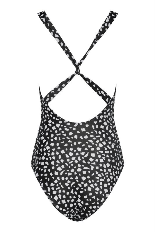 LTS Tall Black Dalmatian Print Twist Back Swimsuit | Long Tall Sally 7