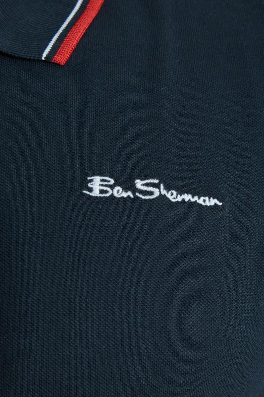 BEN SHERMAN Big & Tall Navy Blue Tipped Polo Shirt 2
