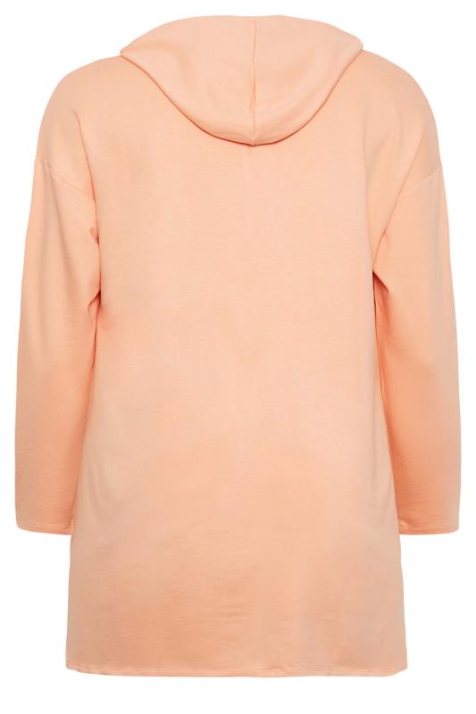 YOURS Plus Size Curve Light Orange 'Brooklyn' Slogan Longline Hoodie | Yours Clothing  7