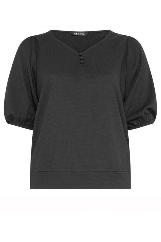 YOURS Plus Size Black Puff Sleeve Top | Yours Clothing 5